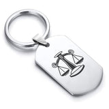 Stainless Steel Libra Zodiac (Scales) Dog Tag Keychain - Comfort Zone Studios