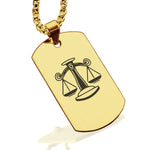 Stainless Steel Libra Zodiac (Scales) Dog Tag Pendant - Comfort Zone Studios