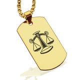 Stainless Steel Libra Zodiac (Scales) Dog Tag Pendant - Comfort Zone Studios