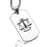 Stainless Steel Libra Zodiac (Scales) Dog Tag Pendant - Comfort Zone Studios