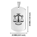 Stainless Steel Libra Zodiac (Scales) Dog Tag Pendant - Comfort Zone Studios