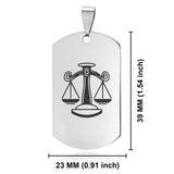 Stainless Steel Libra Zodiac (Scales) Dog Tag Pendant - Comfort Zone Studios