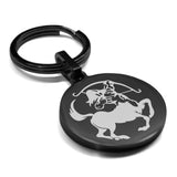 Stainless Steel Sagittarius Zodiac (Centaur Archer) Round Medallion Keychain