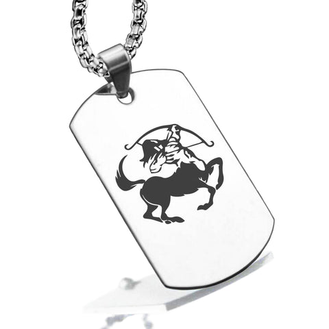 Stainless Steel Sagittarius Zodiac (Centaur Archer) Dog Tag Pendant - Comfort Zone Studios