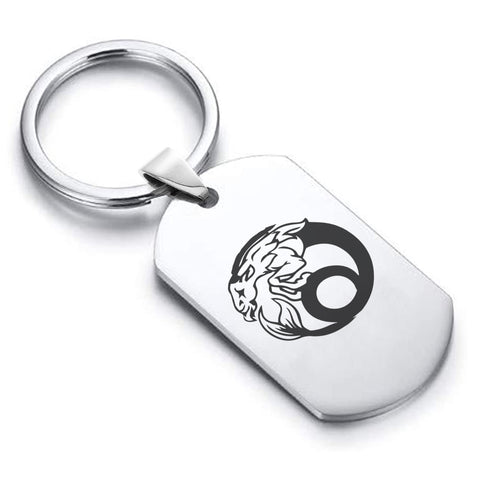 Stainless Steel Capricorn Zodiac (Sea Goat) Dog Tag Keychain - Comfort Zone Studios