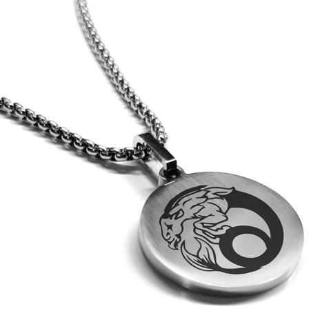 Stainless Steel Capricorn Zodiac (Sea Goat) Round Medallion Pendant