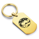 Stainless Steel Pisces Zodiac (Two Fishes) Dog Tag Keychain - Comfort Zone Studios