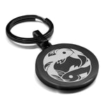 Stainless Steel Pisces Zodiac (Two Fishes) Round Medallion Keychain