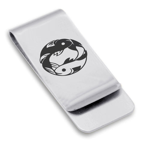 Stainless Steel Pisces Zodiac (Two Fishes) Classic Slim Money Clip