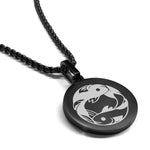 Stainless Steel Pisces Zodiac (Two Fishes) Round Medallion Pendant