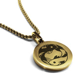 Stainless Steel Pisces Zodiac (Two Fishes) Round Medallion Pendant
