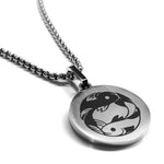 Stainless Steel Pisces Zodiac (Two Fishes) Round Medallion Pendant