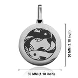 Stainless Steel Pisces Zodiac (Two Fishes) Round Medallion Pendant