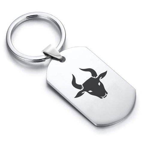 Stainless Steel Year of the Ox Zodiac Dog Tag Keychain - Comfort Zone Studios