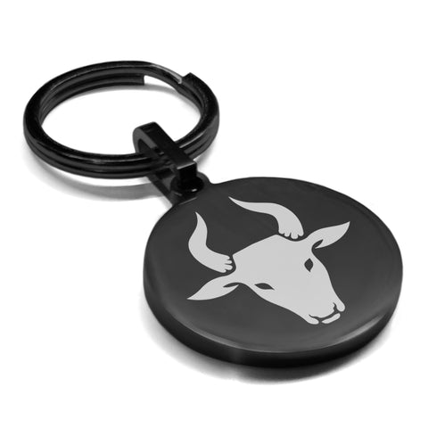 Stainless Steel Year of the Ox Zodiac Round Medallion Keychain