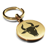 Stainless Steel Year of the Ox Zodiac Round Medallion Keychain