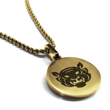 Stainless Steel Year of the Tiger Zodiac Round Medallion Pendant