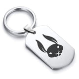 Stainless Steel Year of the Rabbit Zodiac Dog Tag Keychain - Comfort Zone Studios