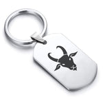Stainless Steel Year of the Goat Zodiac Dog Tag Keychain - Comfort Zone Studios