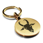 Stainless Steel Year of the Goat Zodiac Round Medallion Keychain