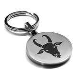 Stainless Steel Year of the Goat Zodiac Round Medallion Keychain