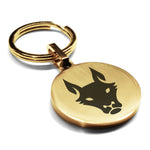 Stainless Steel Year of the Dog Zodiac Round Medallion Keychain