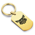 Stainless Steel Year of the Pig Zodiac Dog Tag Keychain - Comfort Zone Studios