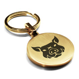 Stainless Steel Year of the Pig Zodiac Round Medallion Keychain