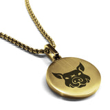 Stainless Steel Year of the Pig Zodiac Round Medallion Pendant
