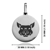 Stainless Steel Year of the Pig Zodiac Round Medallion Pendant