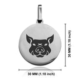 Stainless Steel Year of the Pig Zodiac Round Medallion Keychain