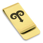 Stainless Steel Astrology Aries (Ram) Sign Classic Slim Money Clip