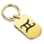 Stainless Steel Astrology Gemini (Twins) Sign Dog Tag Keychain - Comfort Zone Studios