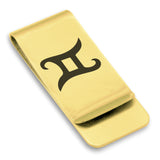 Stainless Steel Astrology Gemini (Twins) Sign Classic Slim Money Clip