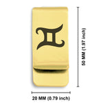 Stainless Steel Astrology Gemini (Twins) Sign Classic Slim Money Clip