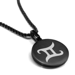 Stainless Steel Astrology Gemini (Twins) Sign Round Medallion Pendant