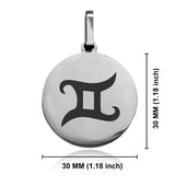 Stainless Steel Astrology Gemini (Twins) Sign Round Medallion Keychain