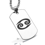 Stainless Steel Astrology Cancer (Crab) Sign Dog Tag Pendant - Comfort Zone Studios
