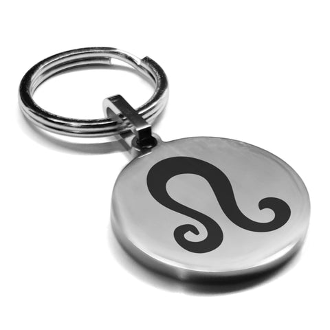 Stainless Steel Astrology Leo (Lion) Sign Round Medallion Keychain