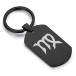 Stainless Steel Astrology Virgo (Maiden) Sign Dog Tag Keychain - Comfort Zone Studios