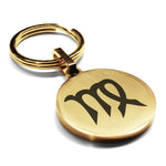 Stainless Steel Astrology Virgo (Maiden) Sign Round Medallion Keychain