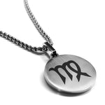 Stainless Steel Astrology Virgo (Maiden) Sign Round Medallion Pendant