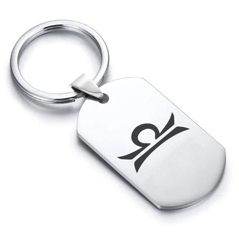 Stainless Steel Astrology Libra (Scales) Sign Dog Tag Keychain - Comfort Zone Studios