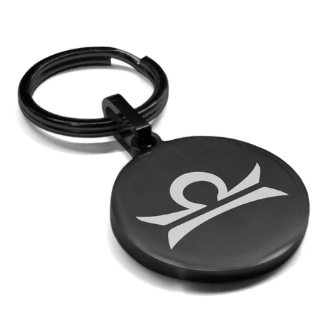 Stainless Steel Astrology Libra (Scales) Sign Round Medallion Keychain