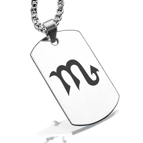 Stainless Steel Astrology Scorpio (Scorpion) Sign Dog Tag Pendant - Comfort Zone Studios