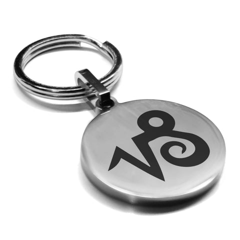 Stainless Steel Astrology Capricorn (Sea Goat) Sign Round Medallion Keychain