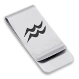 Stainless Steel Astrology Aquarius (Water Bearer) Sign Classic Slim Money Clip