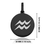 Stainless Steel Astrology Aquarius (Water Bearer) Sign Round Medallion Keychain