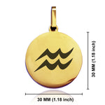 Stainless Steel Astrology Aquarius (Water Bearer) Sign Round Medallion Keychain