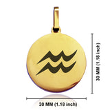 Stainless Steel Astrology Aquarius (Water Bearer) Sign Round Medallion Keychain
